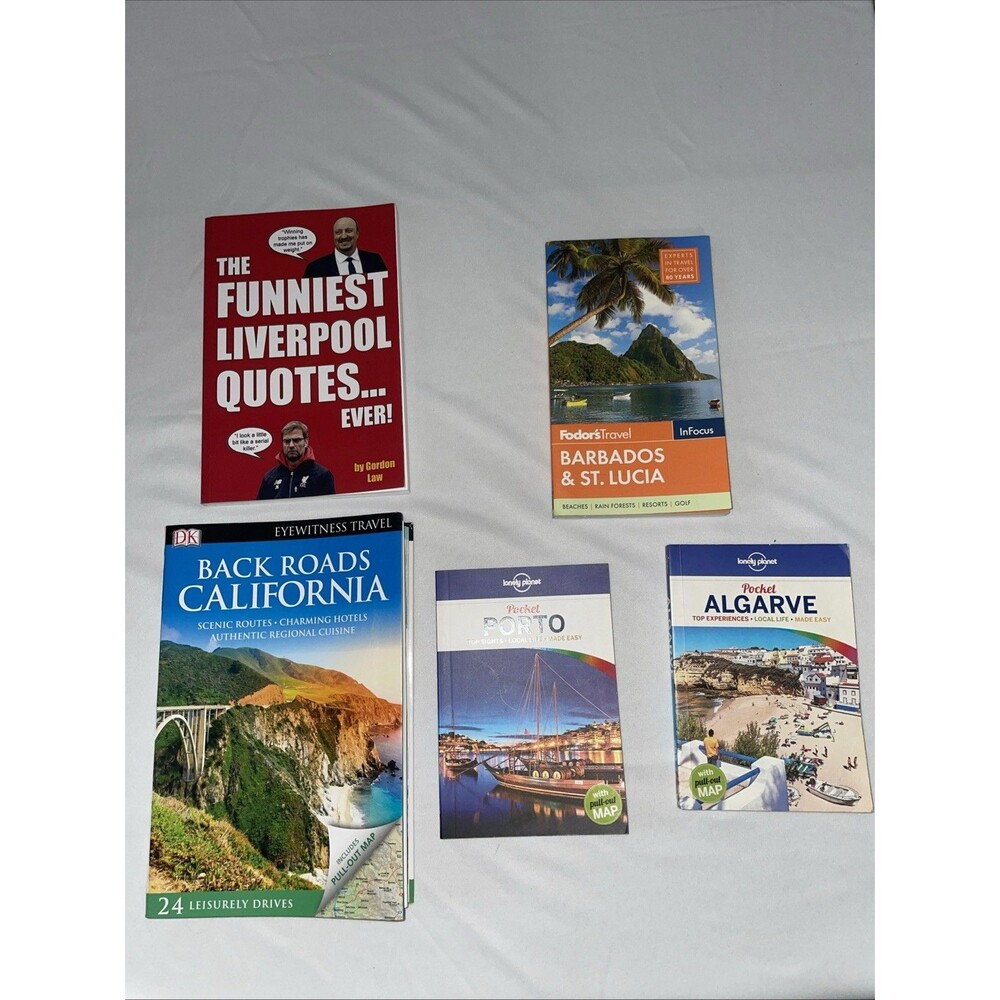 Lot of 5 Travel Guides Porto Algarve California Barbados Liverpool Quotes Maps